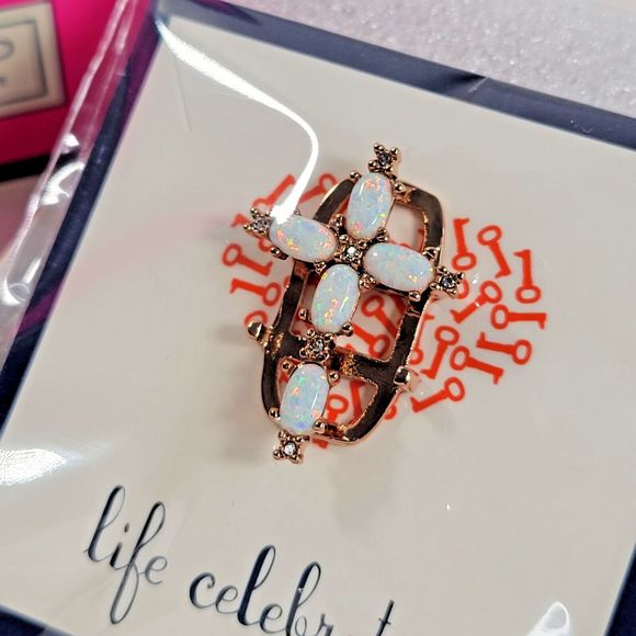 KEEP Collective Opal Stone Cross Charm Rose Gold Collectors Edition Stella & Dot - Picture 2 of 6
